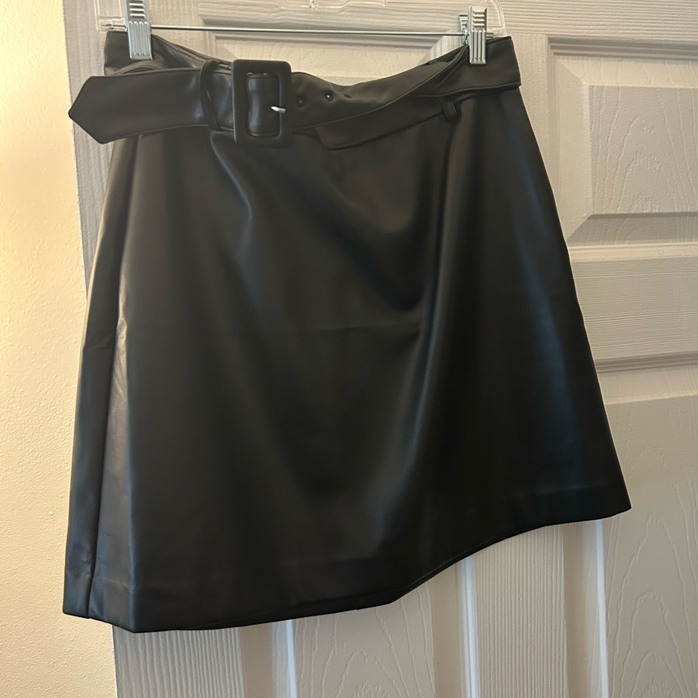 LOFT Black Faux Leather Skirt